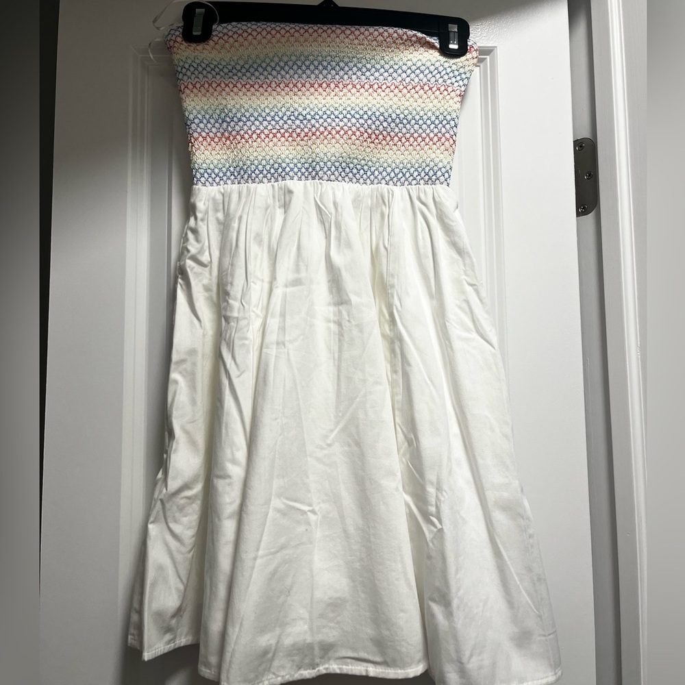 Abercrombie & Fitch Smocked White and Multicolor Women's Minidress